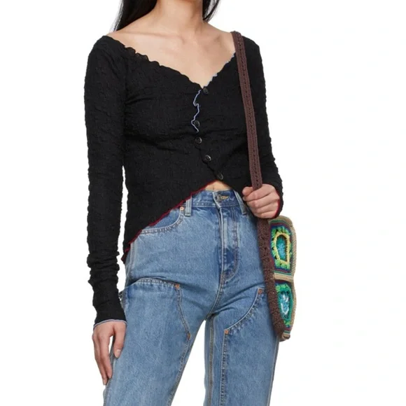 Anderson Bell black cotton cardigan SSENSE exclusive - Picture 3 of 8